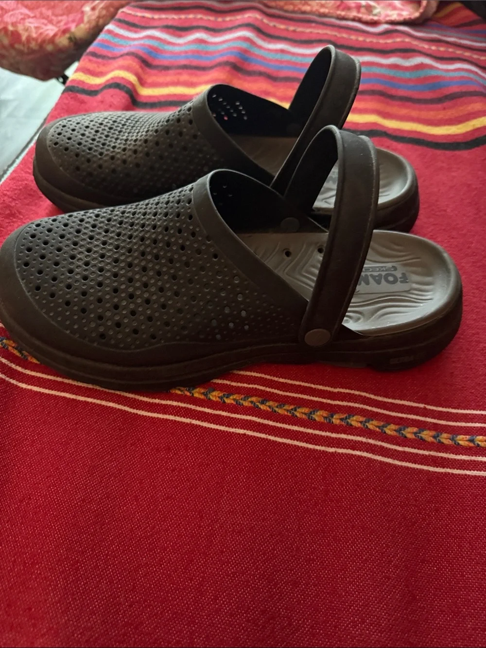 Foamtreads Dark Brown Ventilated Slip-On Clogs with Backstrap